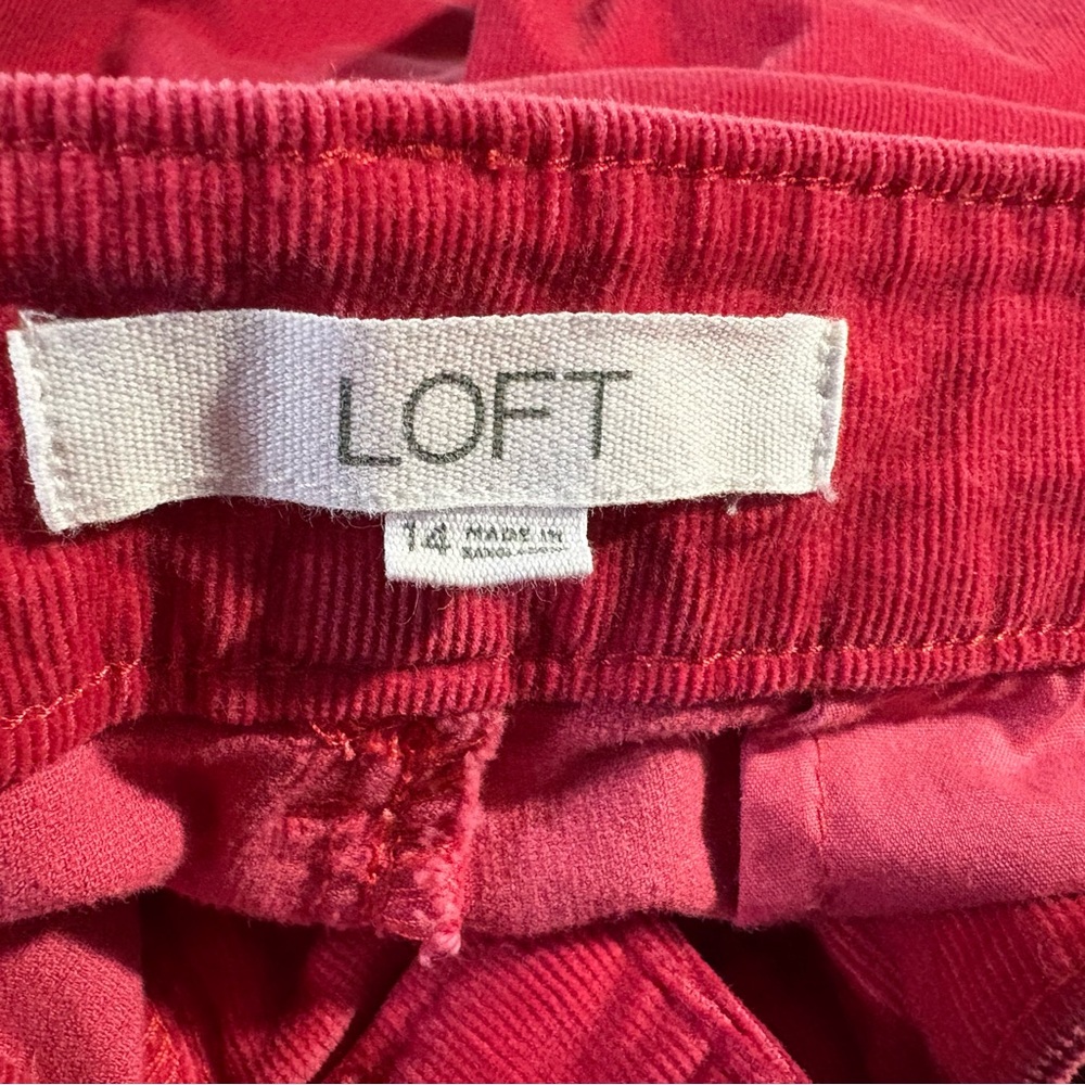 LOFT Palmer wide leg, bright pink, corduroy, sz 14 pant - Picture 3 of 13